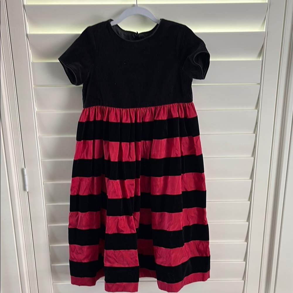 Black and Red Striped Kids Dress